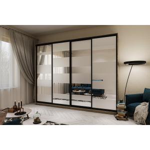 
                Шафа-купе чотиридверна 3100х450х2200 Стандарт худ.матування СТ-4001/4, система чорний мат                